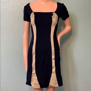 Navy & tan sheath dress